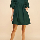 Hunter Green Dress with Collar