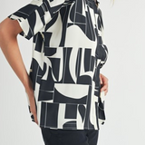 Black and White Geo Print Dolman Top