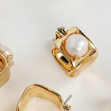 Vintage Mini Square Pearl Huggie