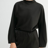 Satin Mock Neck Blouse