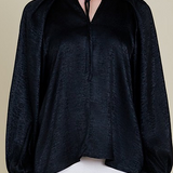 Black Pleated Shoulder Blouse