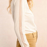 MB Ribbon Trimmed Sweater in Off White