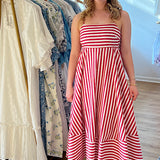 FINAL SALE: Red and White Stripe Midi