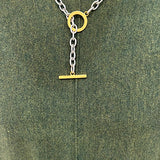 Debbie Necklace in Silver with Matte Gold Toggle