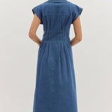 Denim Collared V-Neck Midi (E0)