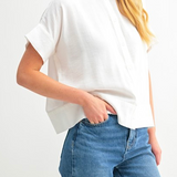 White Stitch Buttondown Top