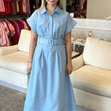 Light Blue Midi with Belt