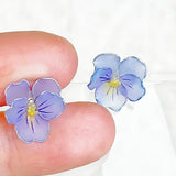 Handmade Blue Pansy Earrings