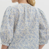 Light Blue Floral Pintuck Top (EO)