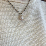 Grace Labradorite Necklace with Pearl Drop