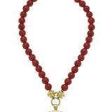 Red Beaded Necklace with Gold Elephant