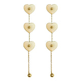 Gold Heart Duster Drop Earrings