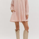 Long Sleeve Pink Stripe Dress (EO)