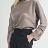 Satin Mock Neck Blouse