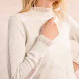 MB Ribbon Trimmed Sweater in Off White