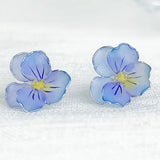 Handmade Blue Pansy Earrings