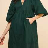 Hunter Green Dress with Collar