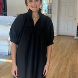 FINAL SALE: Jade Ruffle Neck Dress in Black