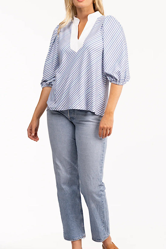 Smith & Quinn Eliza Top in Chambray Stripe