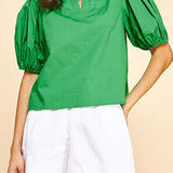 V-Neck Top in Fresh Green