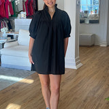 FINAL SALE: Jade Ruffle Neck Dress in Black