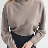 Satin Mock Neck Blouse