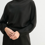 Satin Mock Neck Blouse