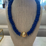 Anchor Bead Necklace in Cobalt Blue