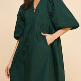 FINAL SALE: Hunter Green Dress with Collar