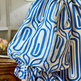 Blue and White Geo Print Dress (EO)