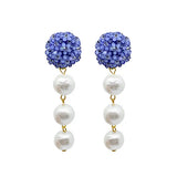 Liz Cotton Pearl Triple Lavender Earrings