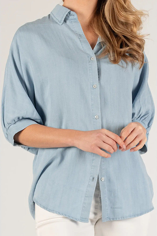 The Chambray Puff Sleeve Top