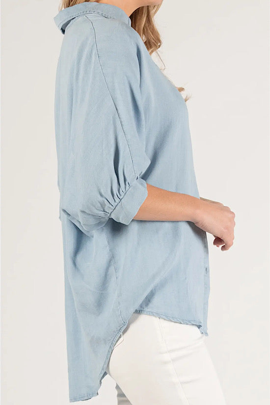 The Chambray Puff Sleeve Top