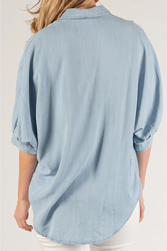 The Chambray Puff Sleeve Top