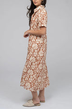 Beau & Ro The Tan Kris Dress in Tan Flower Power