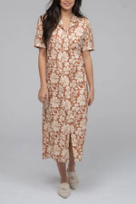 Beau & Ro The Tan Kris Dress in Tan Flower Power