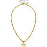 Gold Cross on Gold Beaded Necklace