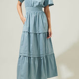 Margaret Maxi Dress in Dusty Blue