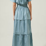 Margaret Maxi Dress in Dusty Blue