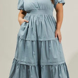 Margaret Maxi Dress in Dusty Blue